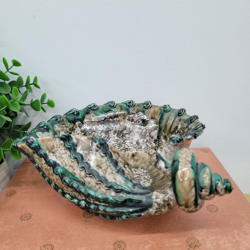 MCM Drip Glaze Italian Pottery Sea Shell Bowl Trinket Dish
